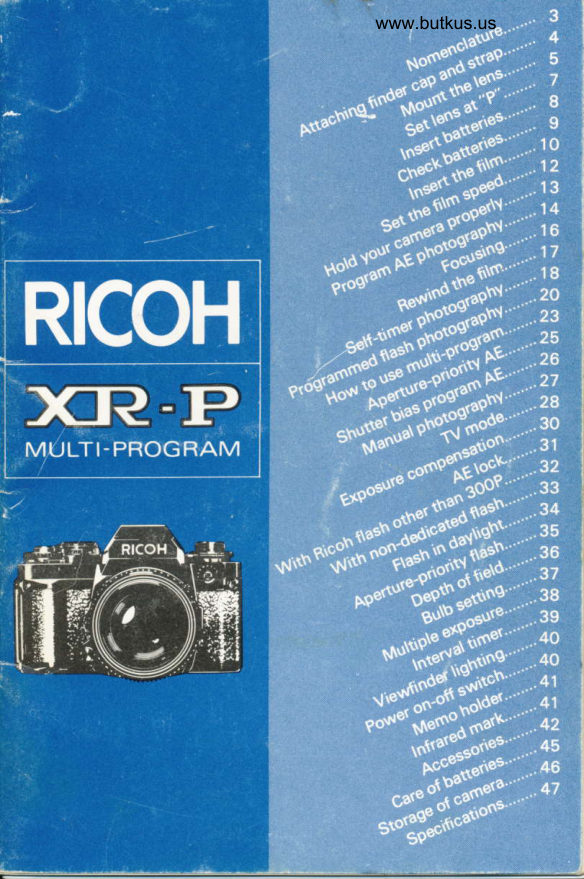 RICOH XR-P Multi-Program - - Direct manual cover