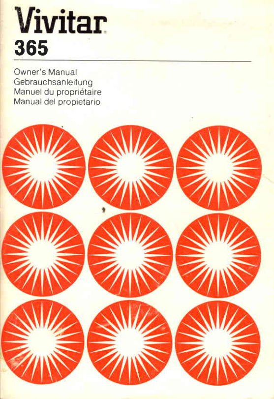 Vivitar 365 Flash unit manual cover