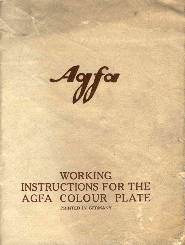 Agfa : Working instructions for the Agaf Colour Plate manual cover