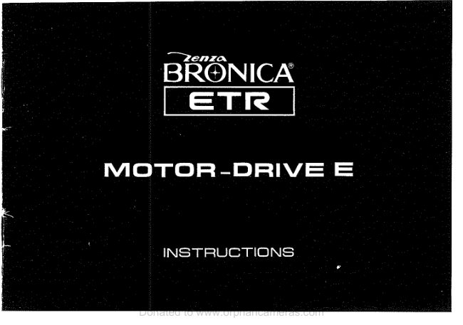 Bronica Motor Drive E manual cover
