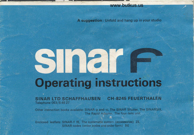 Sinar F manual cover