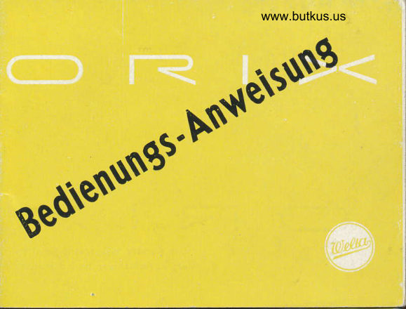 Welta Orix manual cover