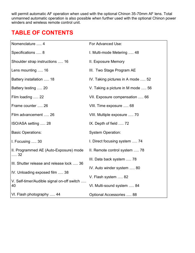 Chinon CP-5s manual cover