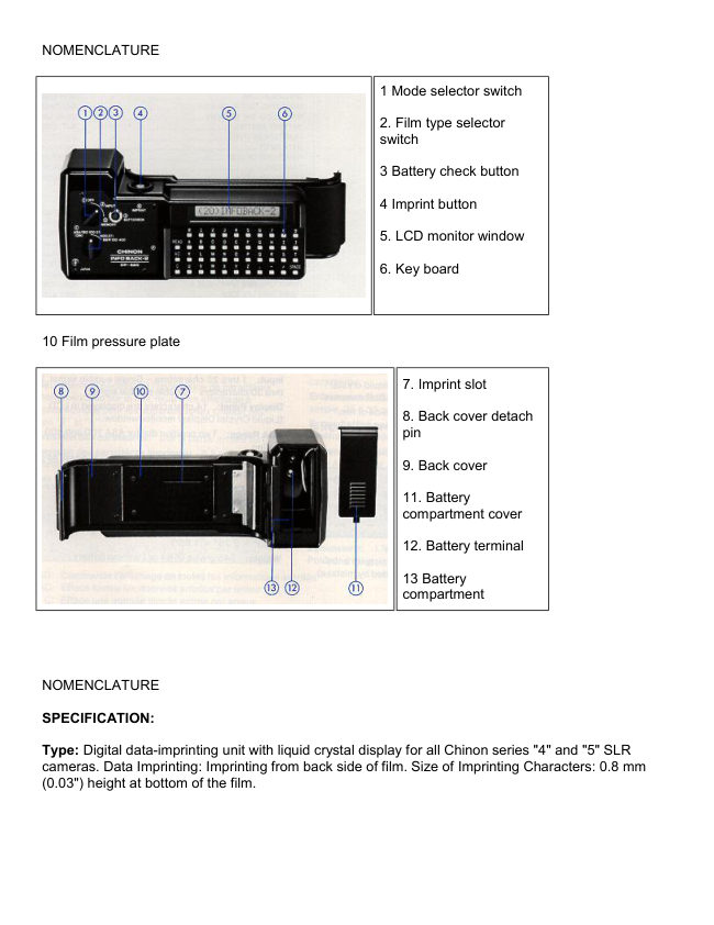 Chinon Infoback 2 manual cover