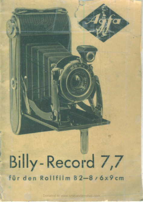 Agfa Billy Record manual cover