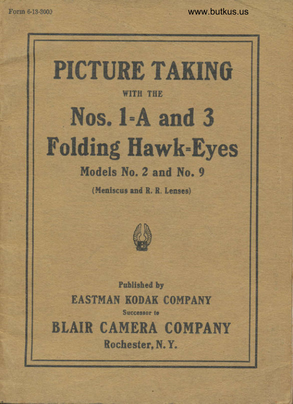 Blair Folding Hawk-Eye 1-A and 3 manual cover