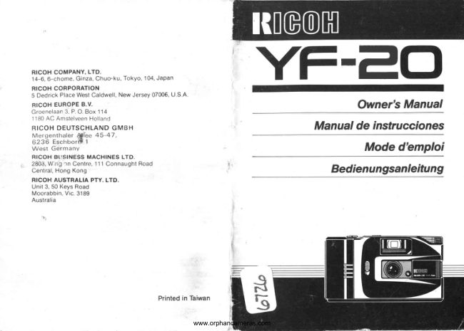 Ricoh YF-20 manual cover