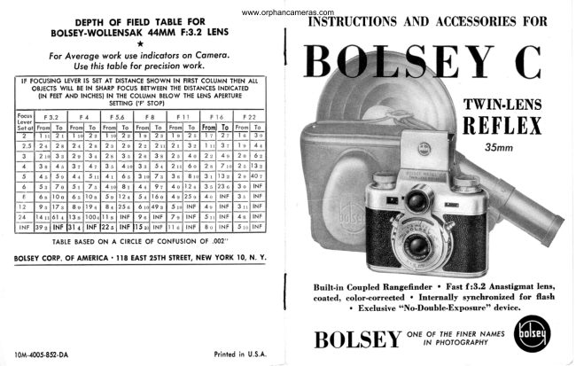 Bolsey C manual cover