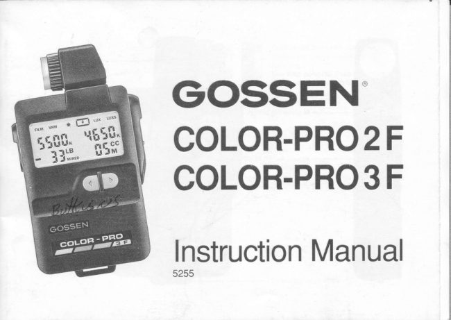 Gossen Color-Pro 2F / Color Pro 3F manual cover