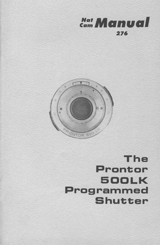 The Prontor 500LK Programmed Shutter — part 1 manual cover