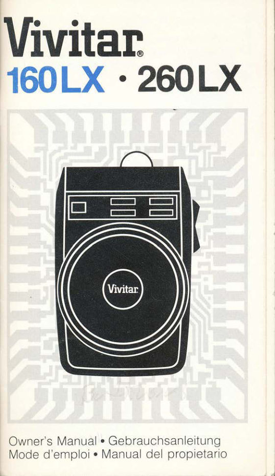 Vivitar 160LX 260LX Meter manual cover