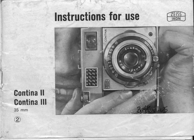 Zeiss Ikon Contina II - III manual cover