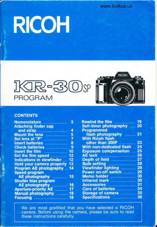 Ricoh KR-30sp -- Direct manual cover