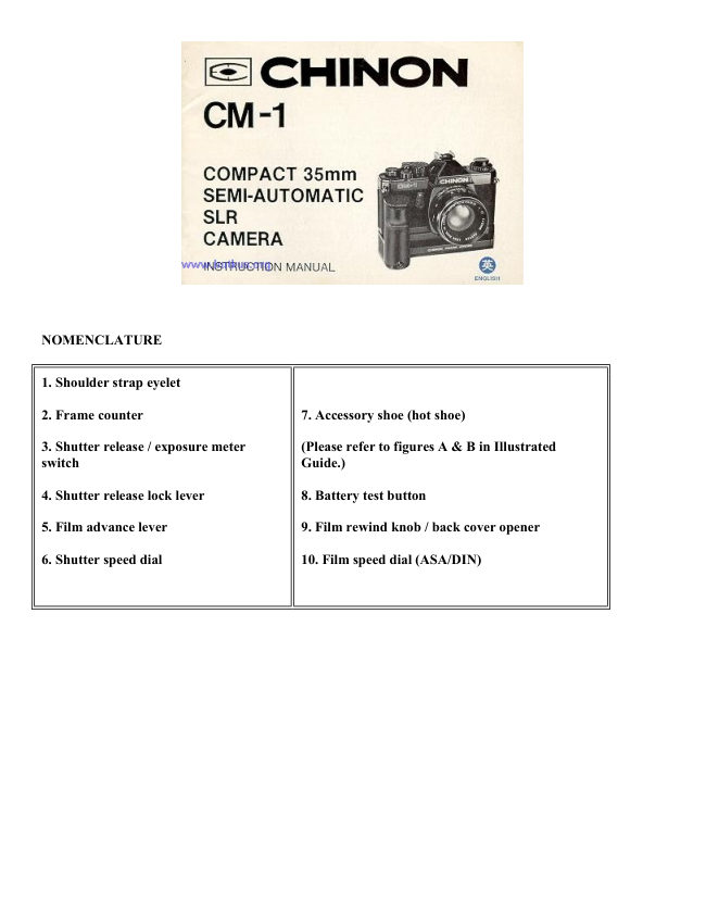 Chinon CM-1 manual cover