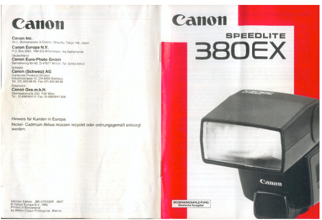 Canon Speedlite 380EX manual cover