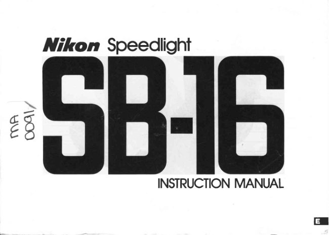Nikon Speedlight SB-16 manual cover