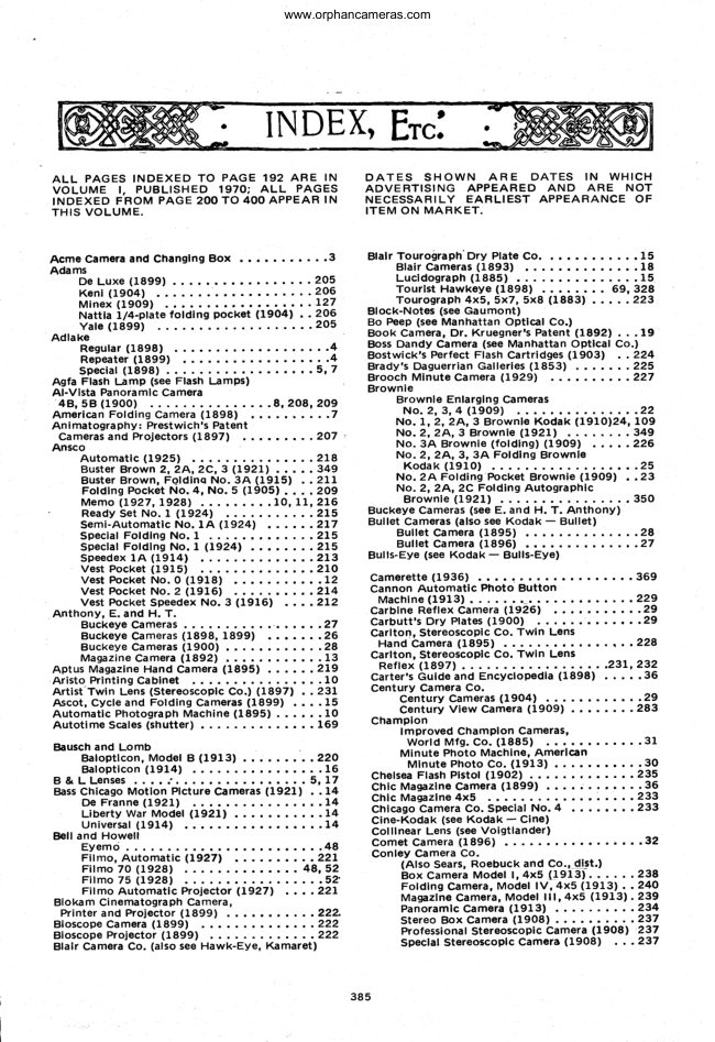 Photographic advertisements — archive index manual cover