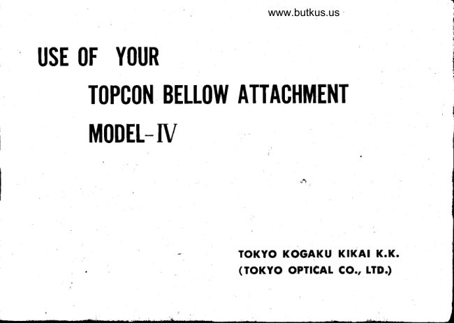 Topcon Bellow IV manual cover