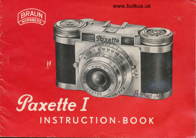 Braun Paxette I manual cover