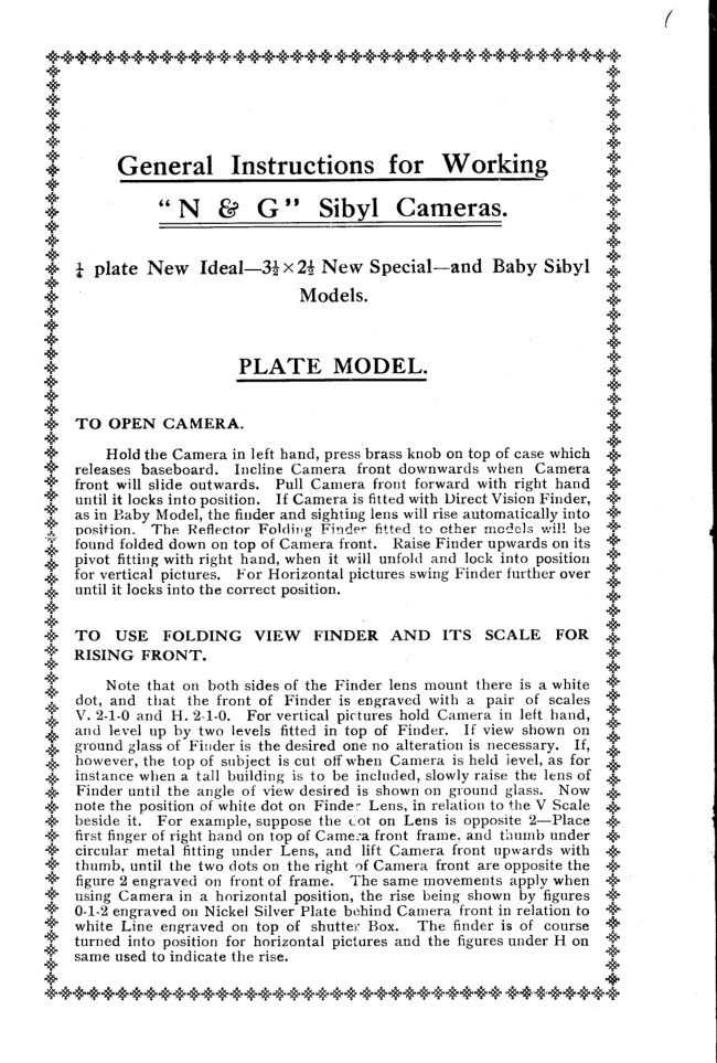 Sibyl N and G Cameras manual cover
