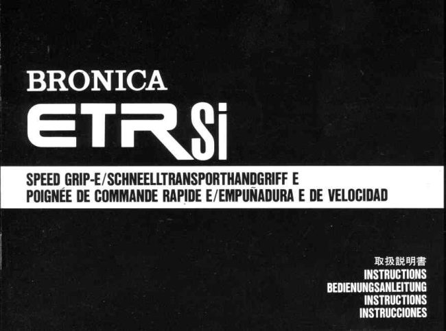 Bronica ETR si Speed Grip manual cover