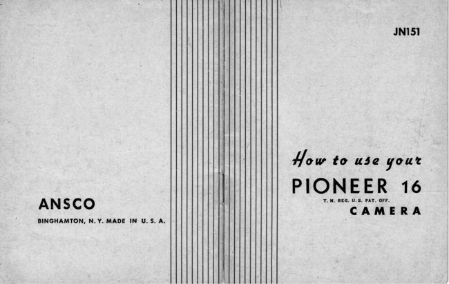 Ansco PIONEER 16 manual cover