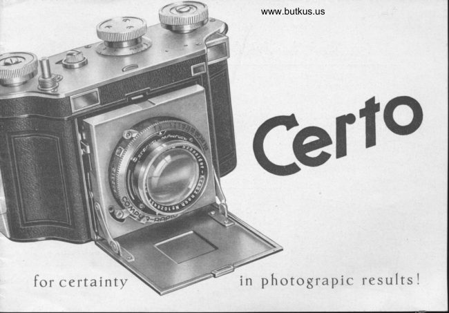 Certo cameras BOOKLET manual cover