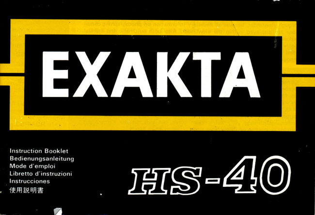 Exakta Hs 40 manual cover