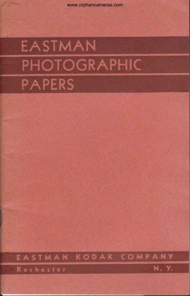 Kodak / Eastman Photo Papers manual cover