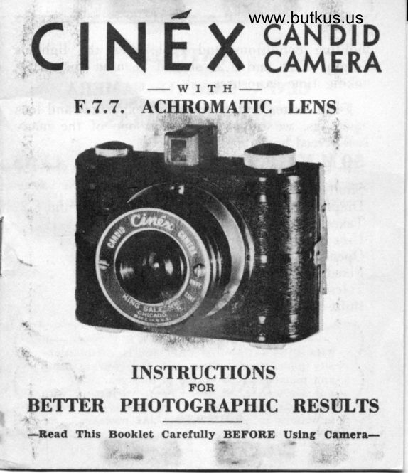 CINEX Candid Camera manual cover