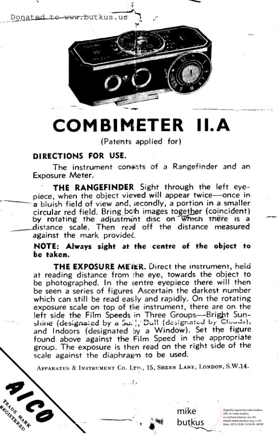 Aico COMBIMETER IIa manual cover