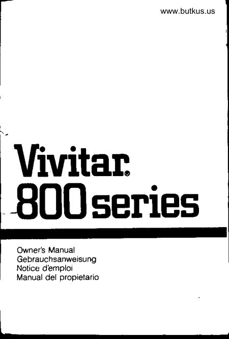 Vivitar 800 Series manual cover