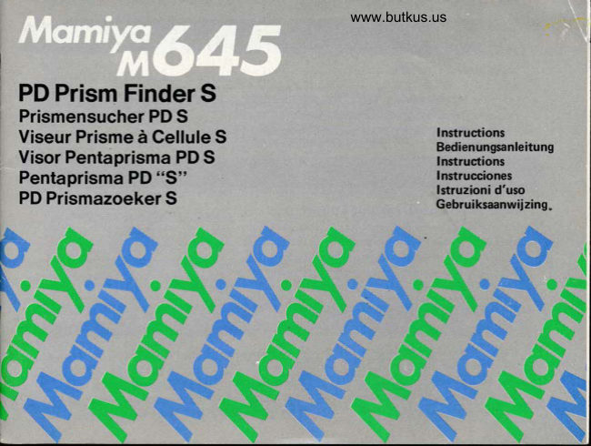 Mamiya M645 Pd Prism Finder S manual cover