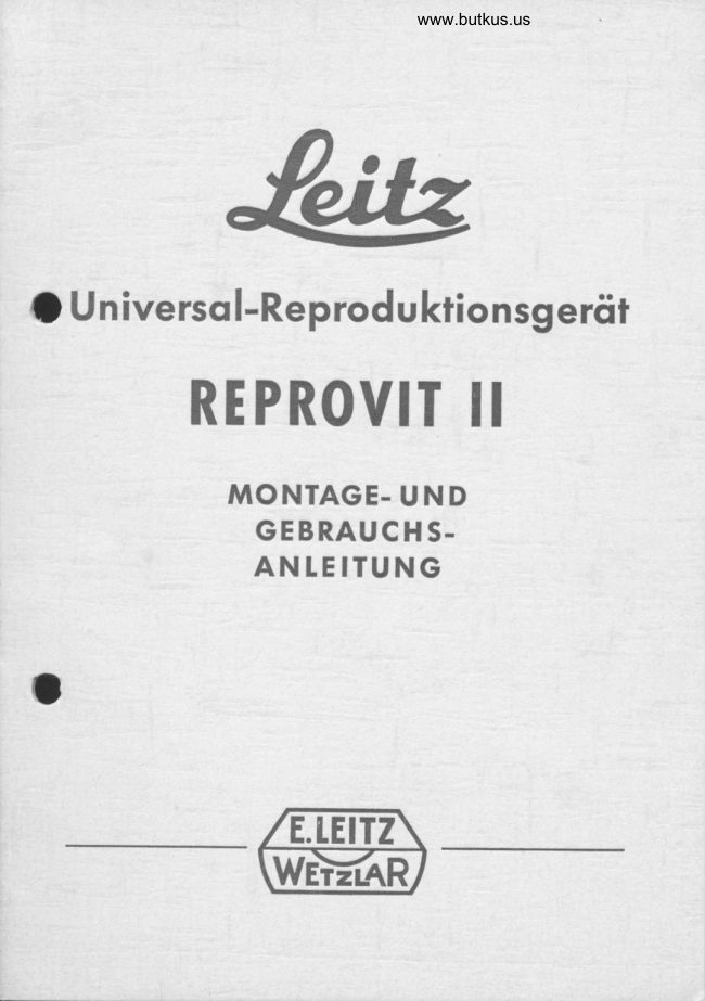 Leica Leitz Reprovit II manual cover