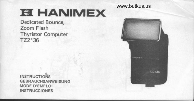 Hanimex TZ2*36 electronic Flash manual cover
