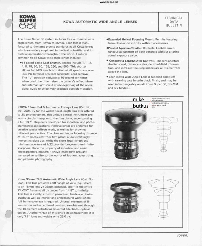 Kowa Super 66 Technical Bulletin manual cover