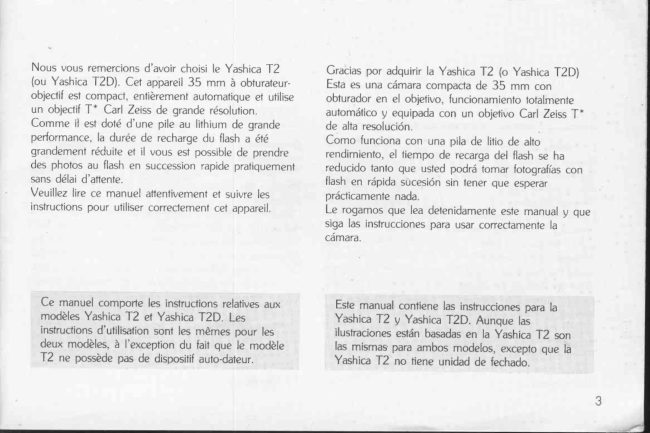 Yashica T2 T2D Dx manual cover