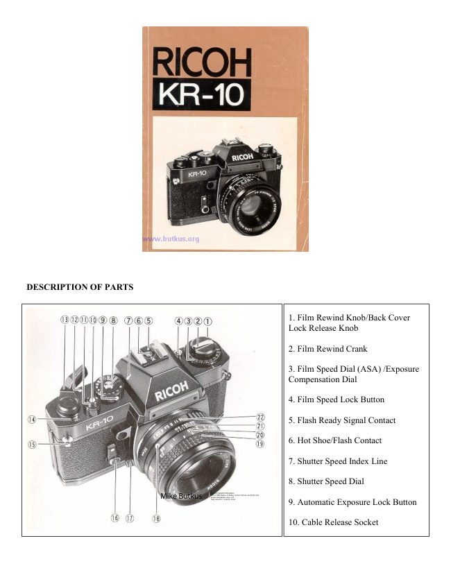 Ricoh KR-10 manual cover