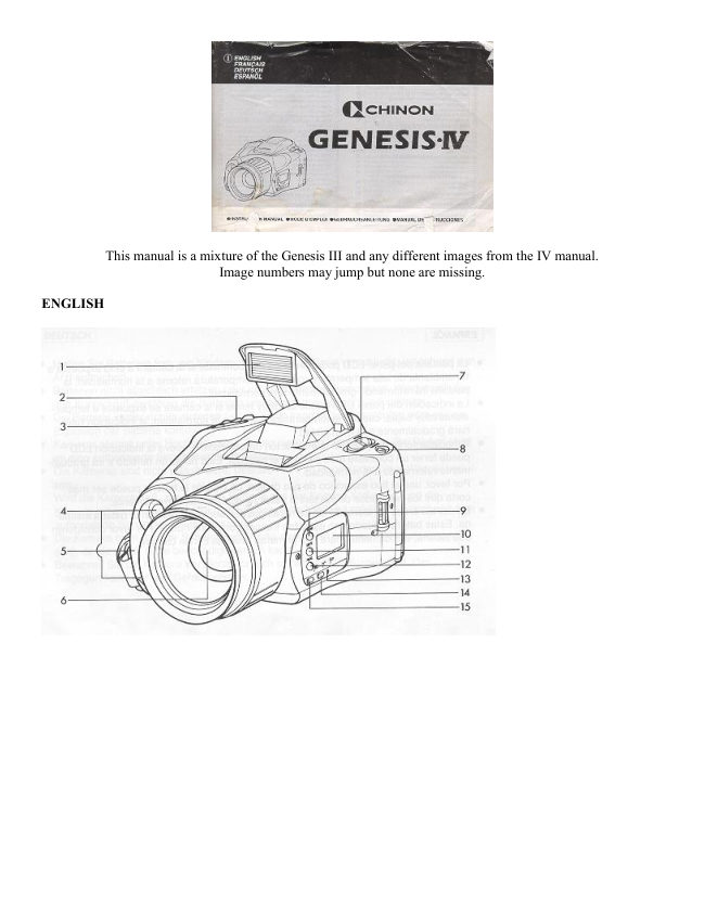 Chinon Genesis IV manual cover
