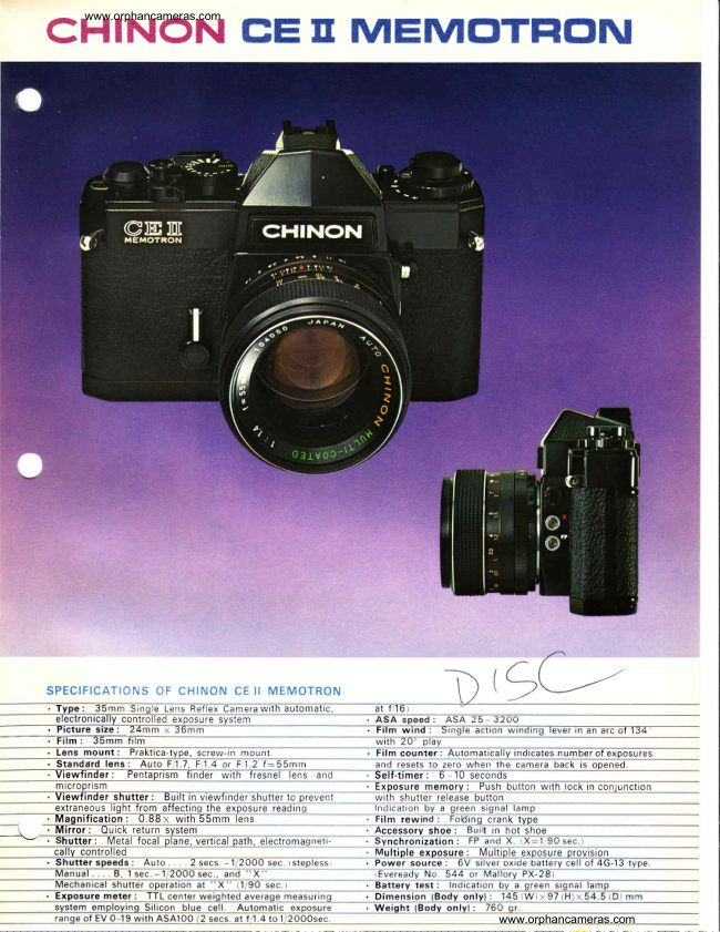 Chinon CE II MEMTRON manual cover