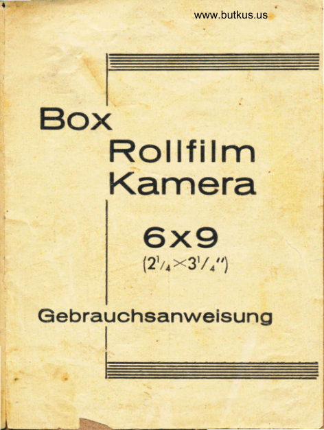 Rollfilm Kamera Box 6x9 manual cover