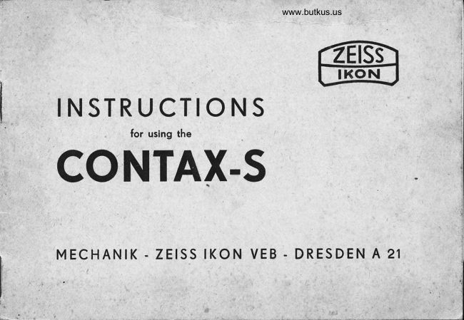 Contax S manual cover