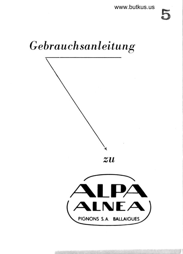 Alpa Alena Gebrauchsanleitung manual cover