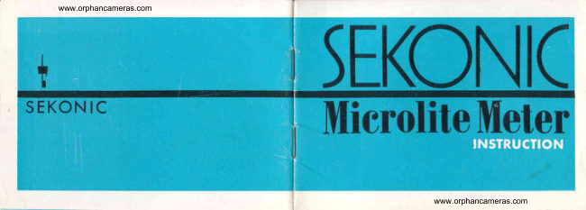 Sekonic Microlite Meter 2 pages manual cover