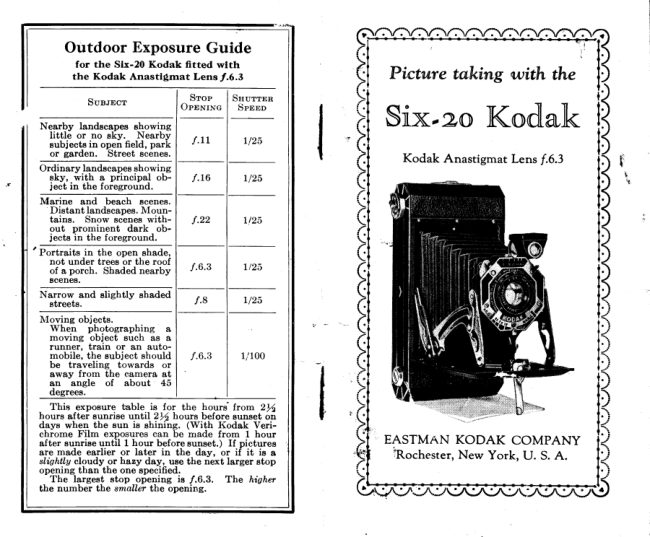 Kodak Six-20 manual cover