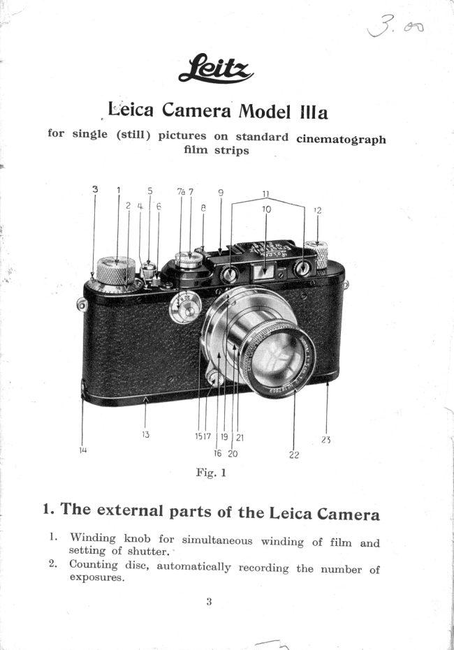Leica IIIa manual cover