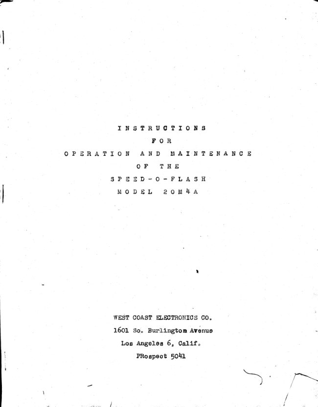 Speed-O-Flash 20m4a manual cover