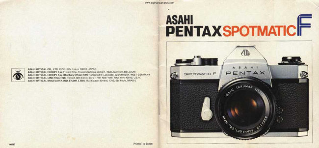 Pentax Spotmatic F manual cover