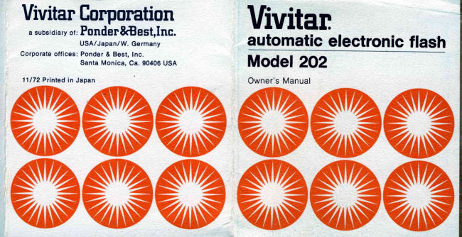 Vivitar 202 Flash Unit manual cover
