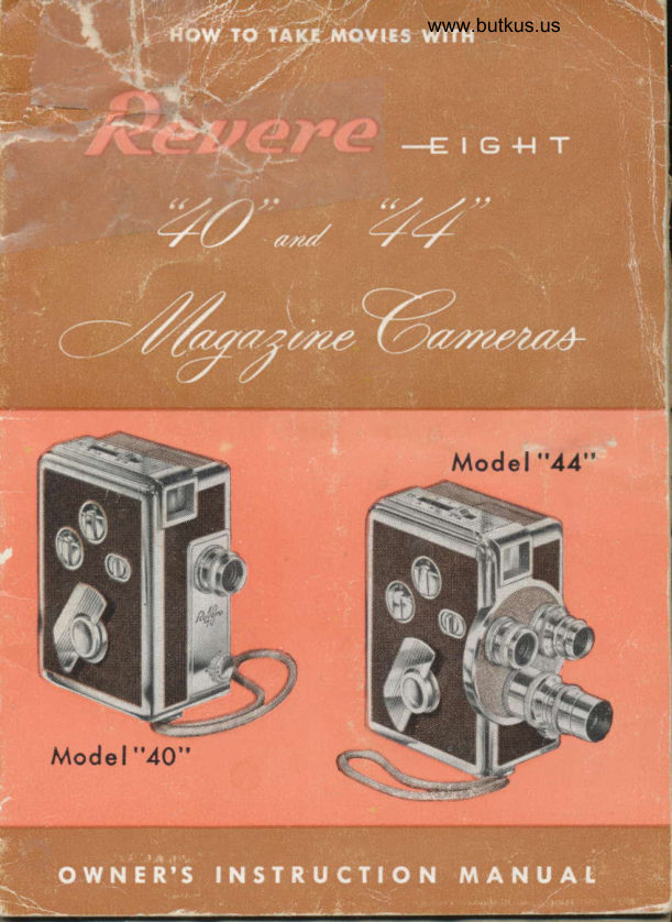 Revere 8 model 40 and 44 manual cover